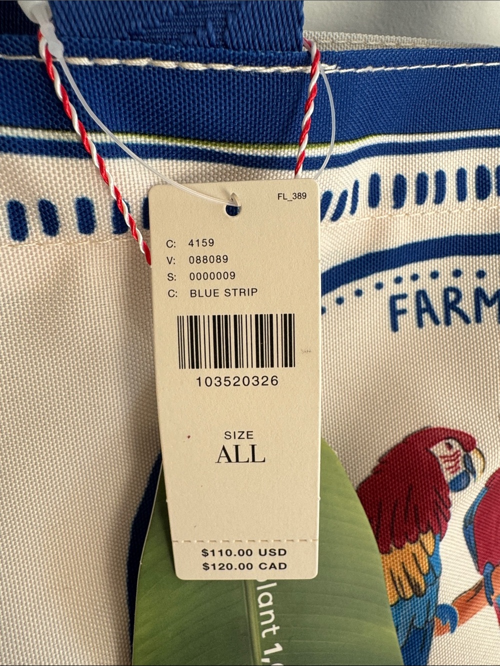 Anthropologie Farm rio Tropical destiny Beach Bag NWT $110 - Picture 3 of 10